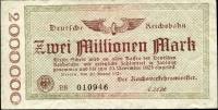 (1923) Банкнота Германия (Берлин) 1923 год 2 000 000 марок "Вод знак Плетёнка" Железные дороги  XF